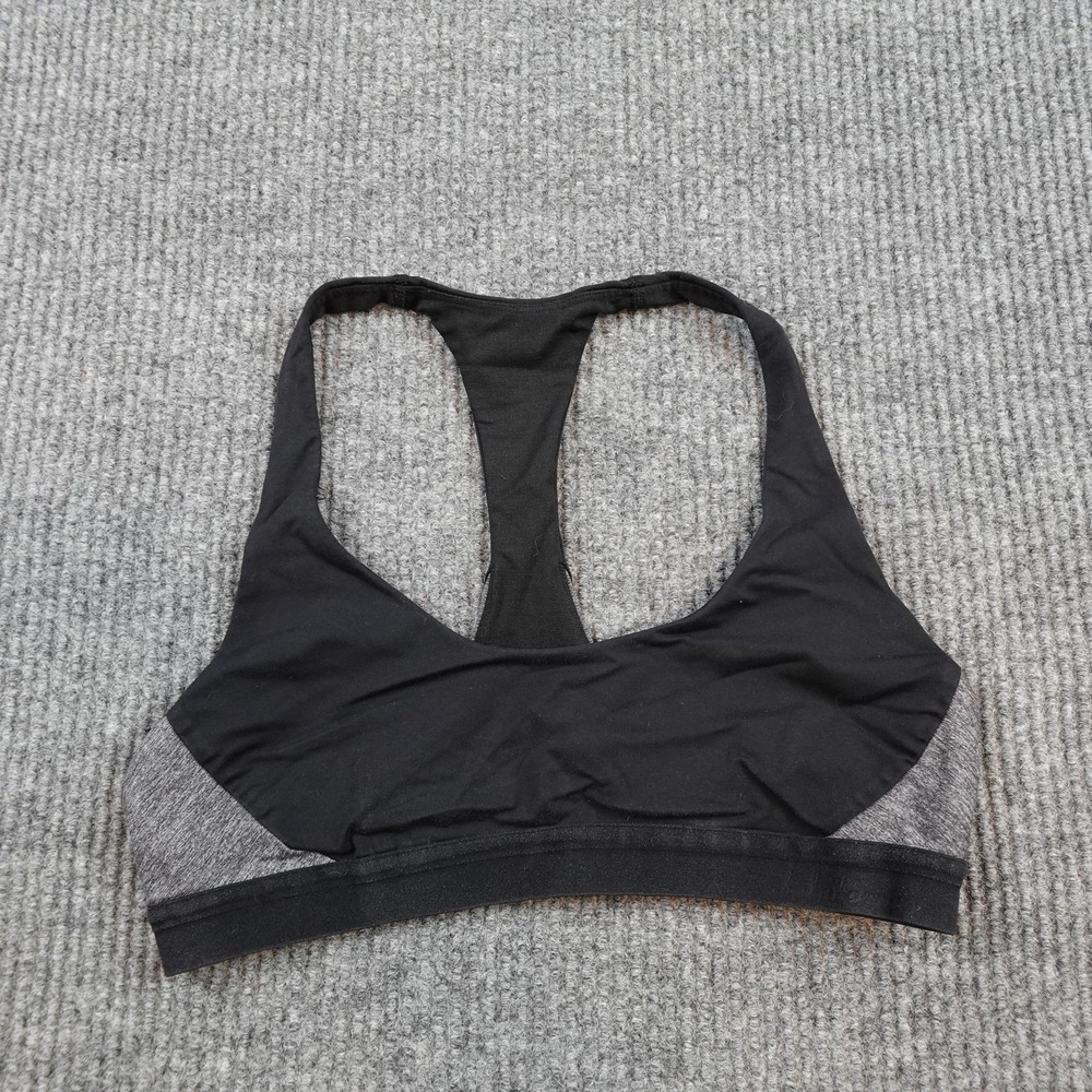 Lululemon Box It Out Sports Bra Womens 8 Black Gray Racerback Colorblock Yoga